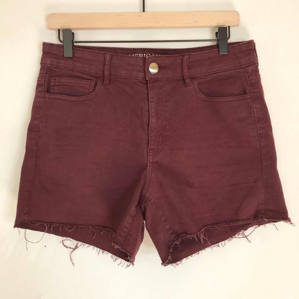 American Eagle Maroon Hi Rise Shortie Shorts 10